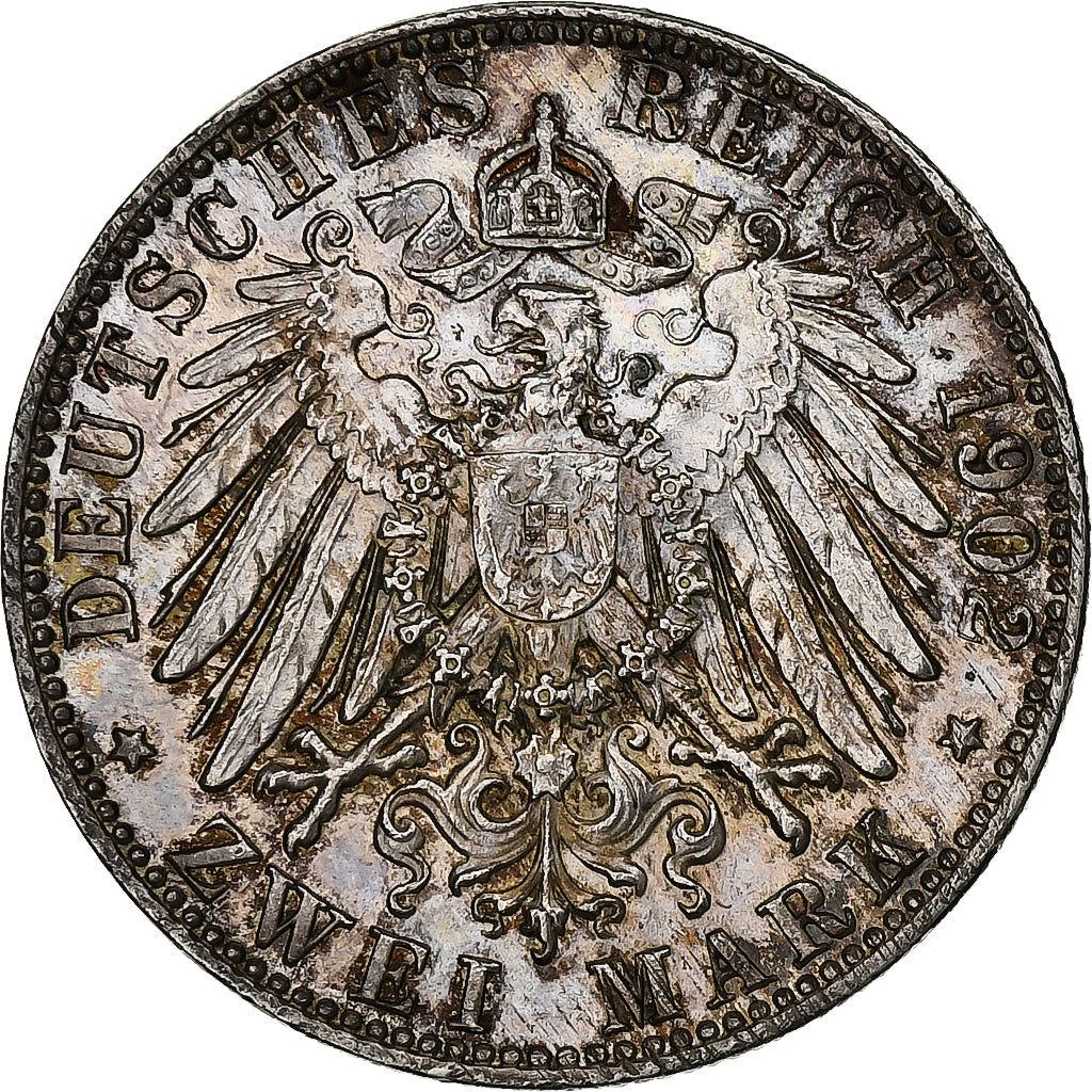 Estados alemanes, BAVARIA, Otto, 2 Mark, 1902, Munich, Plata, MBC+, KM:913