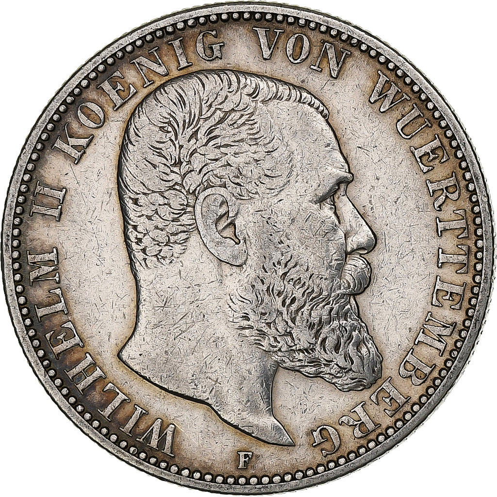 German States, WURTTEMBERG, Wilhelm II, 2 Mark, 1904, Freudenstadt, Silver