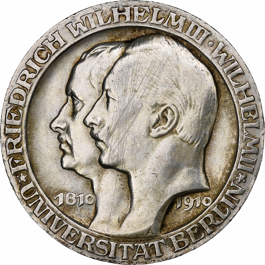 Landy niemieckie, PRUSSIA, Wilhelm II, 3 Mark, 1910, Berlin, Srebro, EF(40-45)