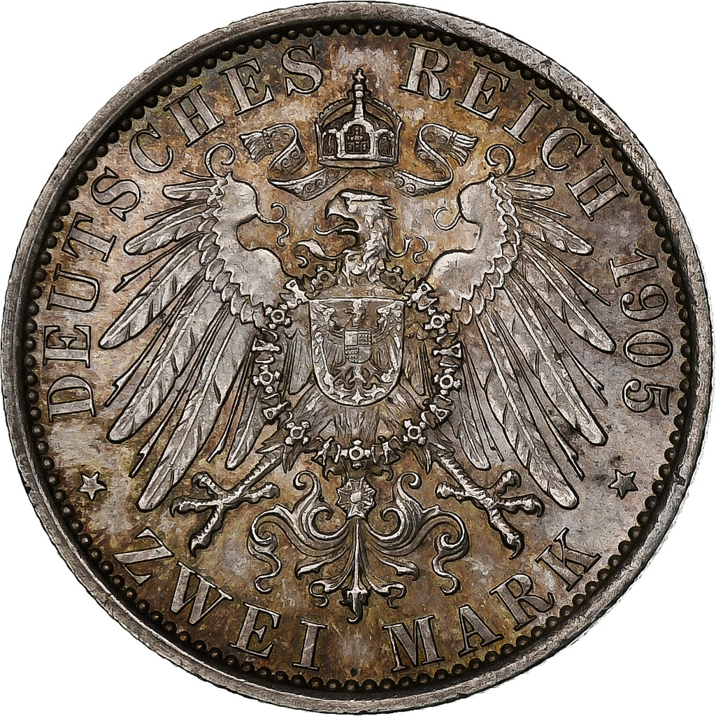 Stati tedeschi, SCHWARZBURG-SONDERSHAUSEN, Karl G, 2 Mark, 1905, Berlin, Rare