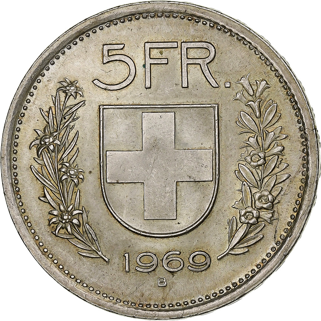 Switzerland, 5 Francs, 1969, Bern, Silver, AU(55-58), KM:40