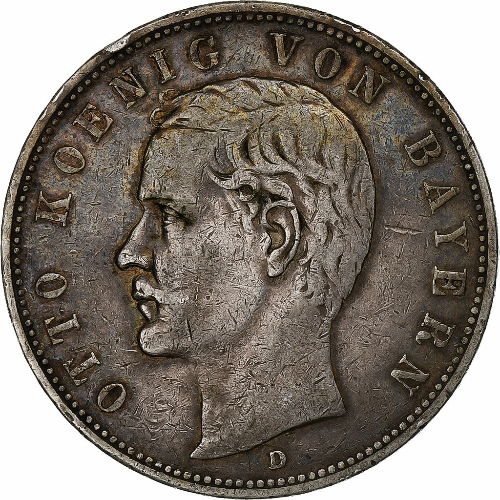 German States, BAVARIA, Otto, 5 Mark, 1907, Munich, Silver, EF(40-45), KM:915