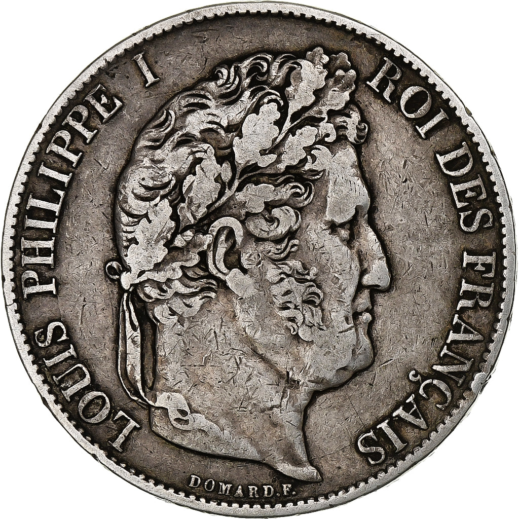 France, Louis-Philippe, 5 Francs, Louis-Philippe, 1845, Strasbourg, Silver