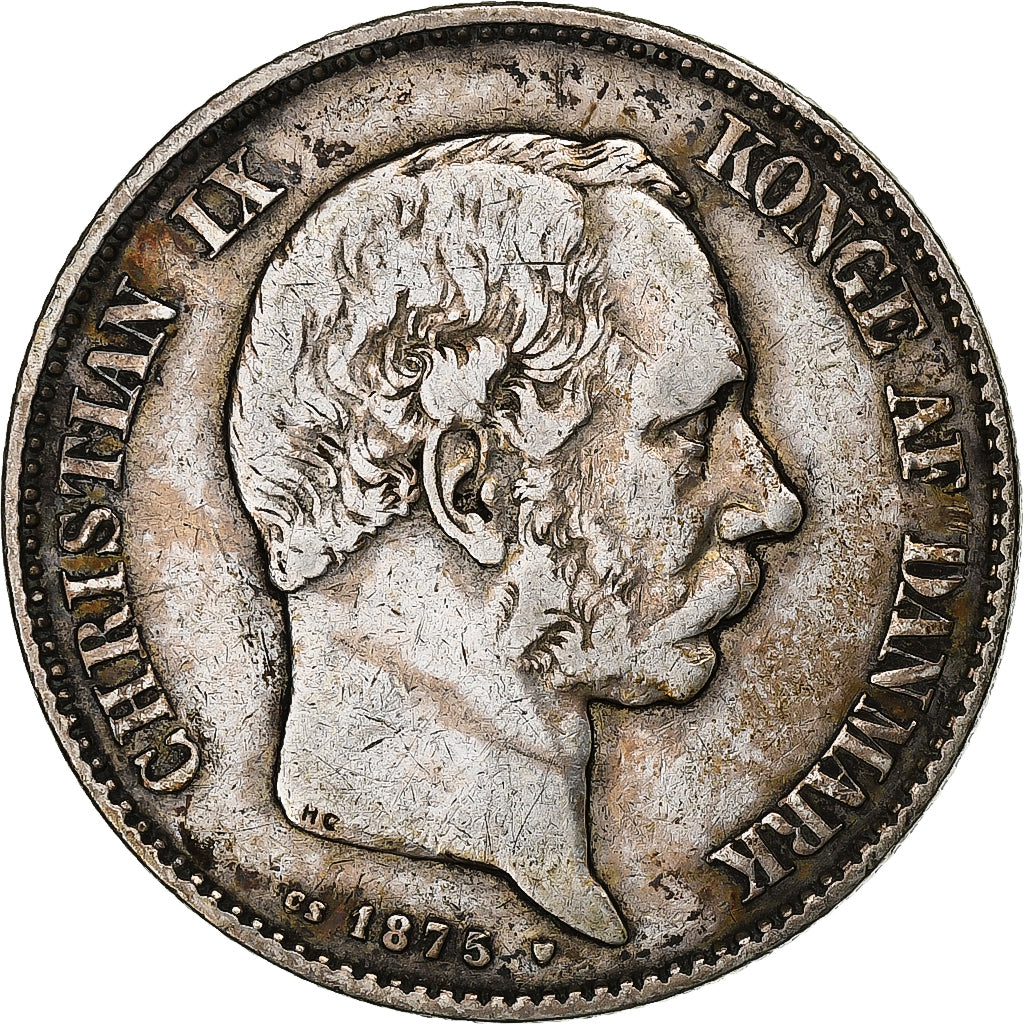 Denmark, Christian IX, 2 Kroner, 1875, Copenhagen, Silver, EF(40-45), KM:798.1