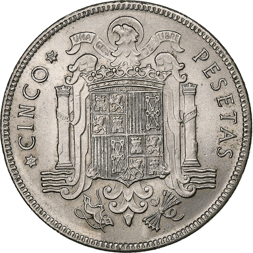 Spanien, Caudillo and regent, 5 Pesetas, 1950, Madrid, Nickel, VZ, KM:778