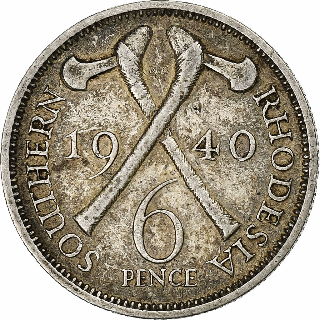 Southern Rhodesia, George VI, 6 Pence, 1940, Silver, VF(30-35), KM:17