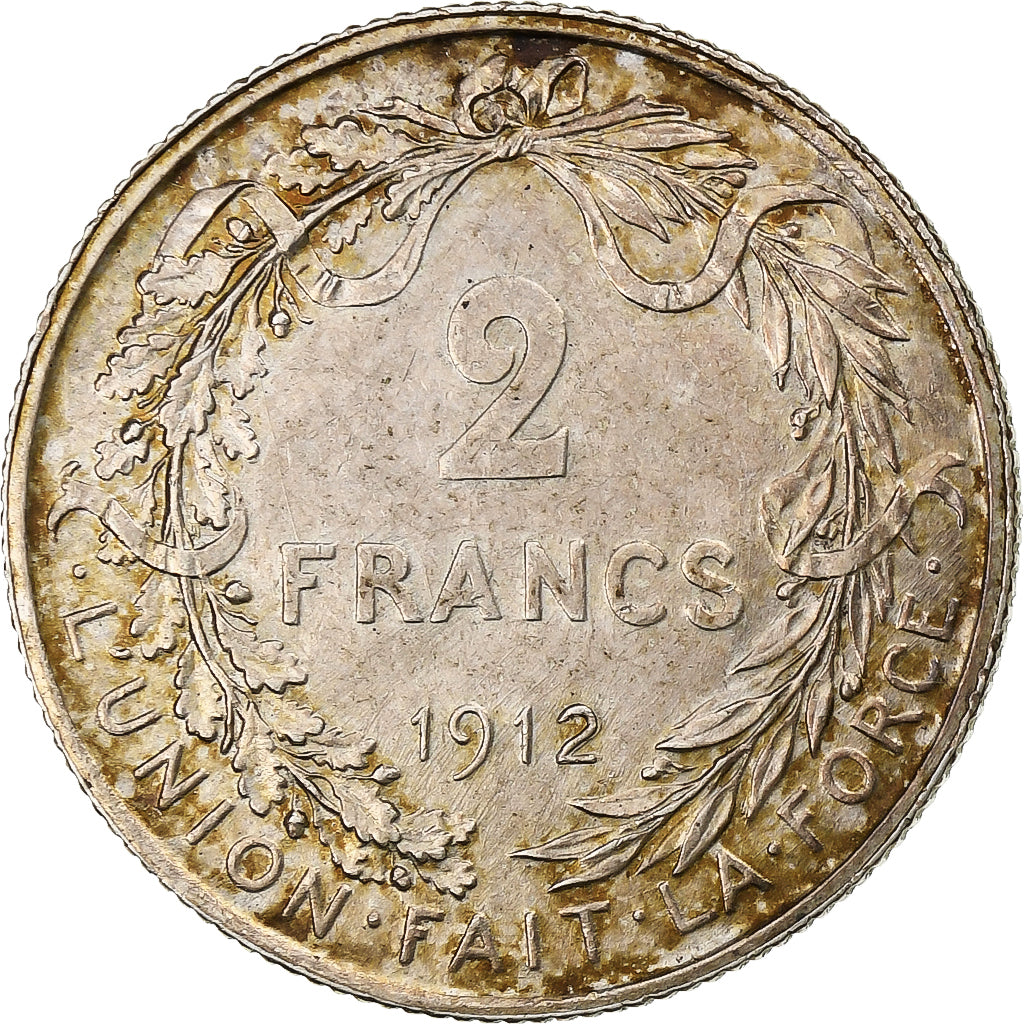 Bélgica, Albert I, 2 Francs, 2 Frank, 1912, Plata, MBC+, KM:74