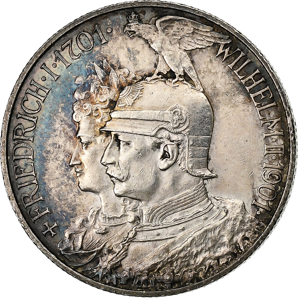 German States, PRUSSIA, Wilhelm II, 2 Mark, 1901, Berlin, Silver, AU(55-58)