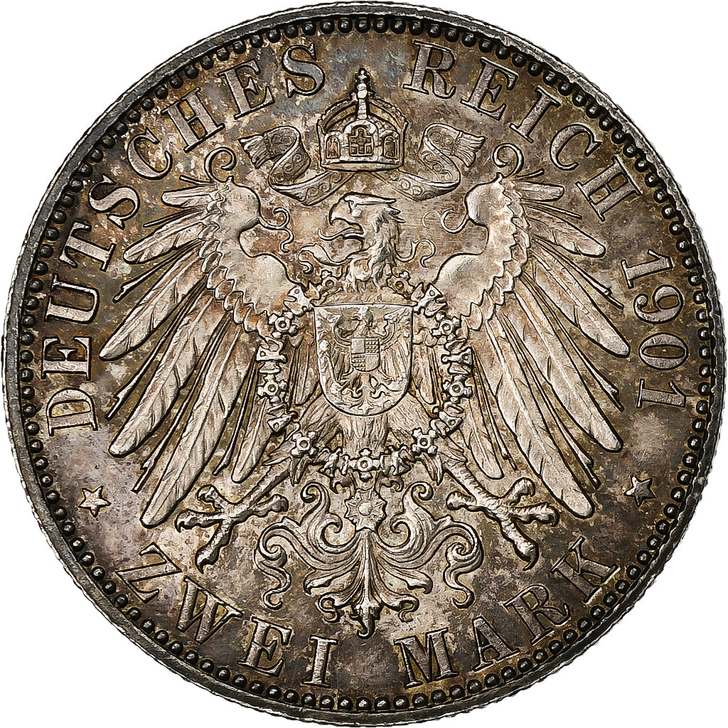 German States, PRUSSIA, Wilhelm II, 2 Mark, 1901, Berlin, Silver, AU(55-58)