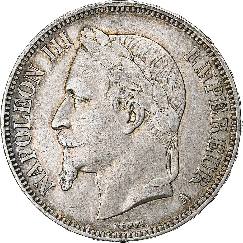 Francja, Napoleon III, 5 Francs, 1869, Paris, Srebro, EF(40-45), Gadoury:739