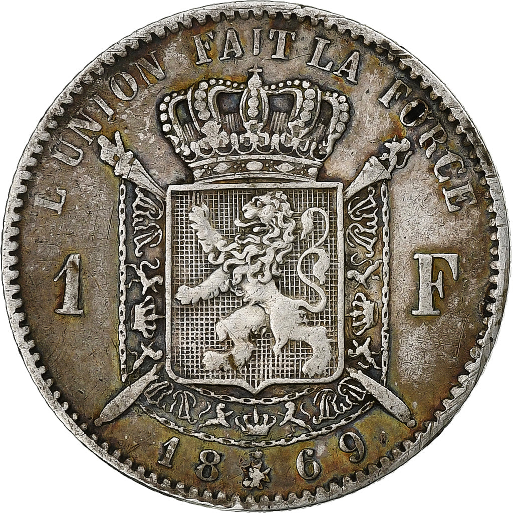 Belgium, Leopold II, Franc, 1869, Silver, VF(30-35), KM:28.1
