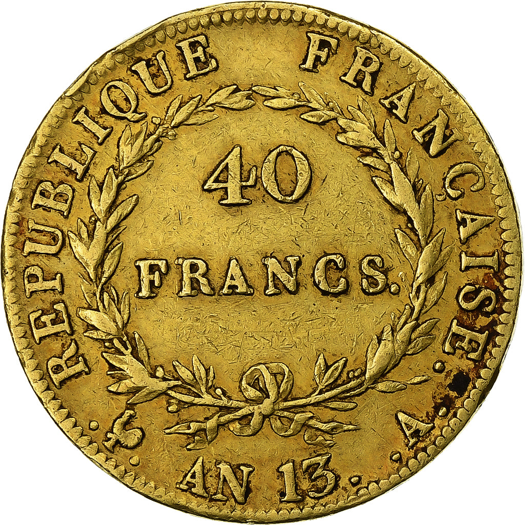Frankreich, Napoleon I, 40 Francs, Napoléon I, An 13 (1805), Paris, Gold, SS