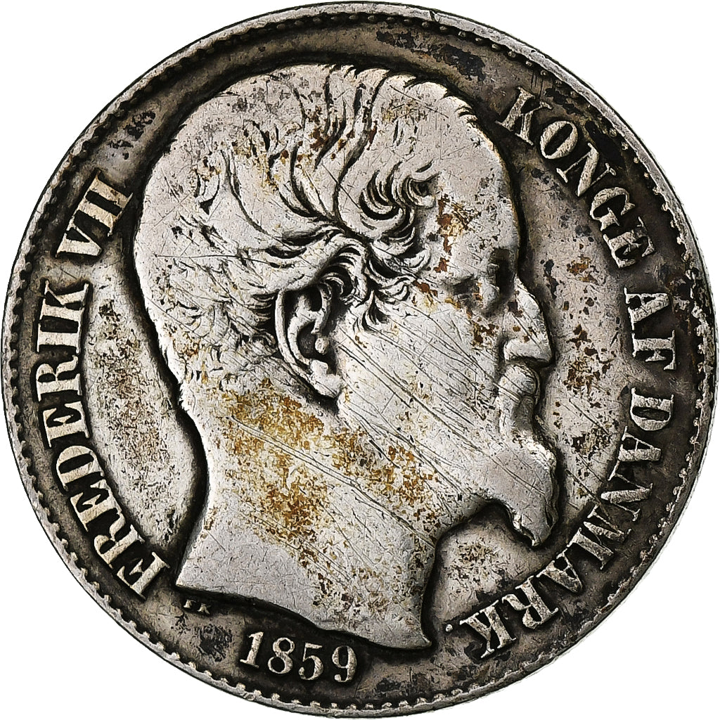 Indias Occidentales Danesas, Frederik VII, 20 Cents, 1859, Copenhagen, Plata