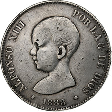 Spain, Alfonso XIII, 5 Pesetas, 1888, Madrid, Silver, EF(40-45), KM:689