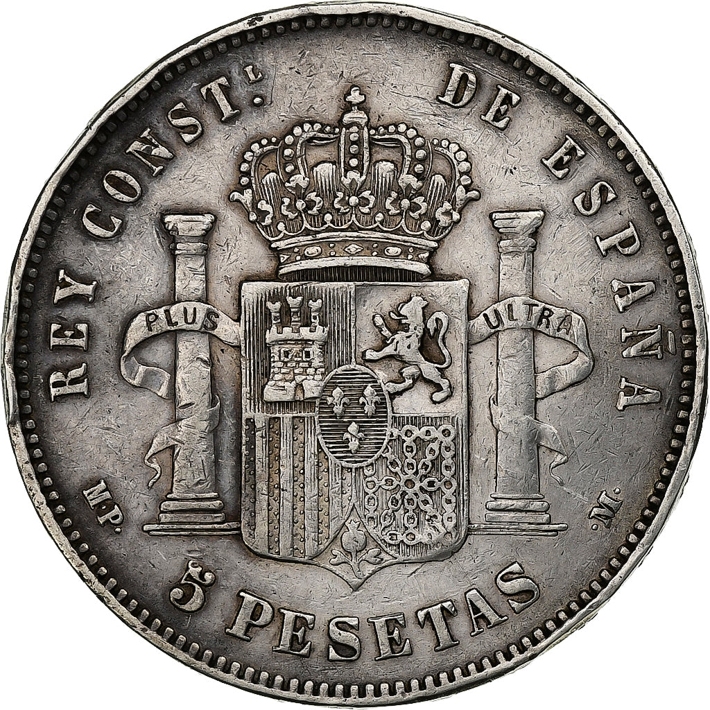 Spain, Alfonso XIII, 5 Pesetas, 1888, Madrid, Silver, EF(40-45), KM:689
