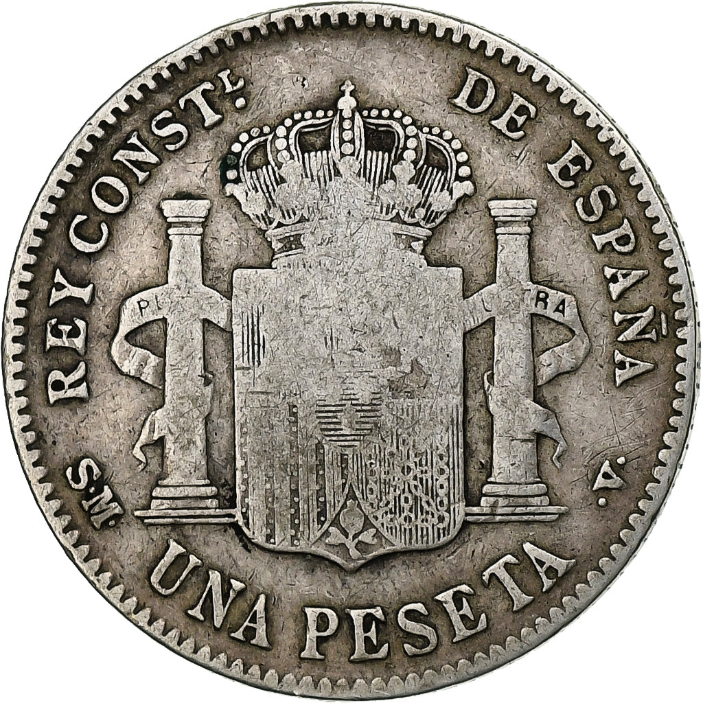 Hiszpania, Alfonso XIII, Peseta, 1900, Valencia, Srebro, VF(30-35), KM:706