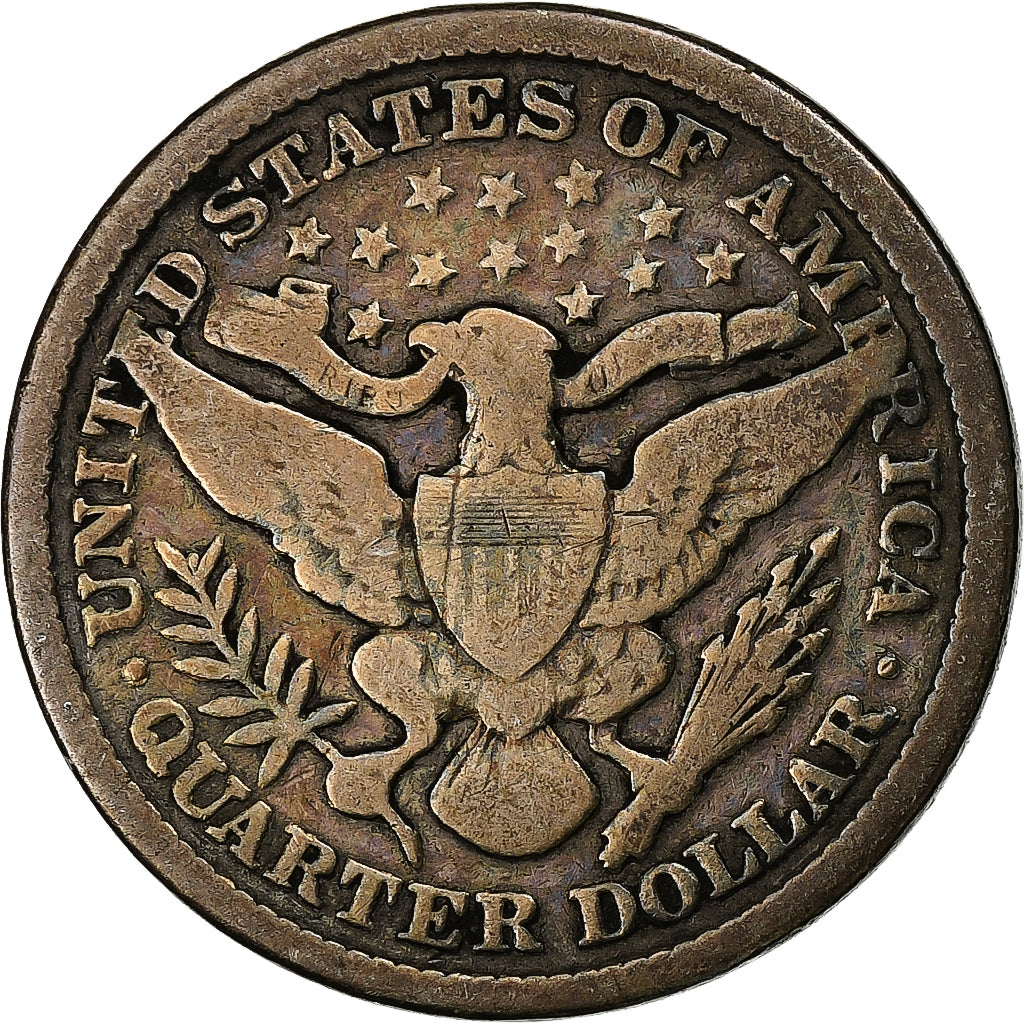 États-Unis, Barber Quarter, 1895, Philadelphie, Argent, TB, KM:114
