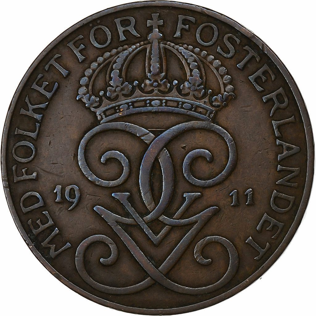 Suède, Gustaf V, 5 Öre, 1911, Bronze, TTB, KM:779.2