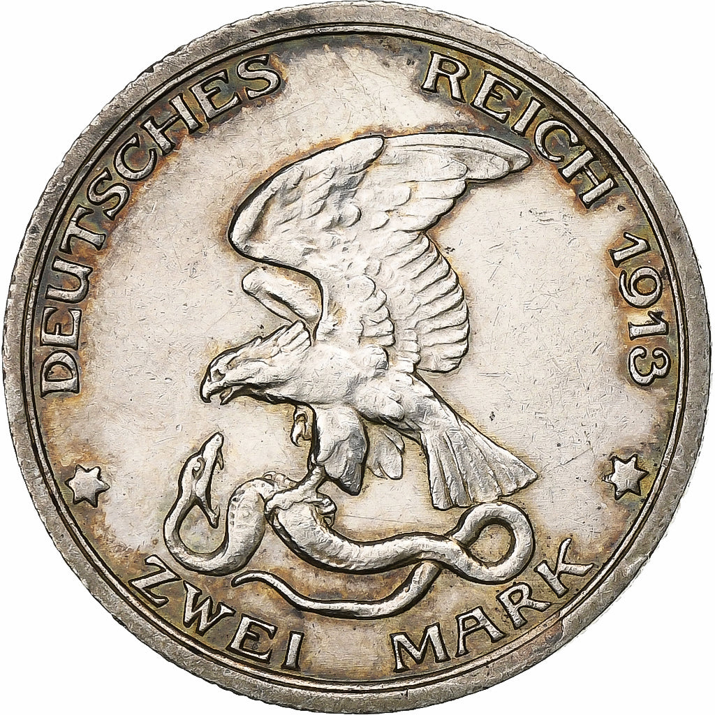 German States, PRUSSIA, Wilhelm II, 2 Mark, 1913, Berlin, Silver, EF(40-45)