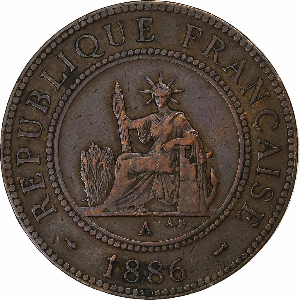 INDOCINA FRANCESE, Cent, 1886, Paris, Bronzo, MB+, Lecompte:38, KM:1