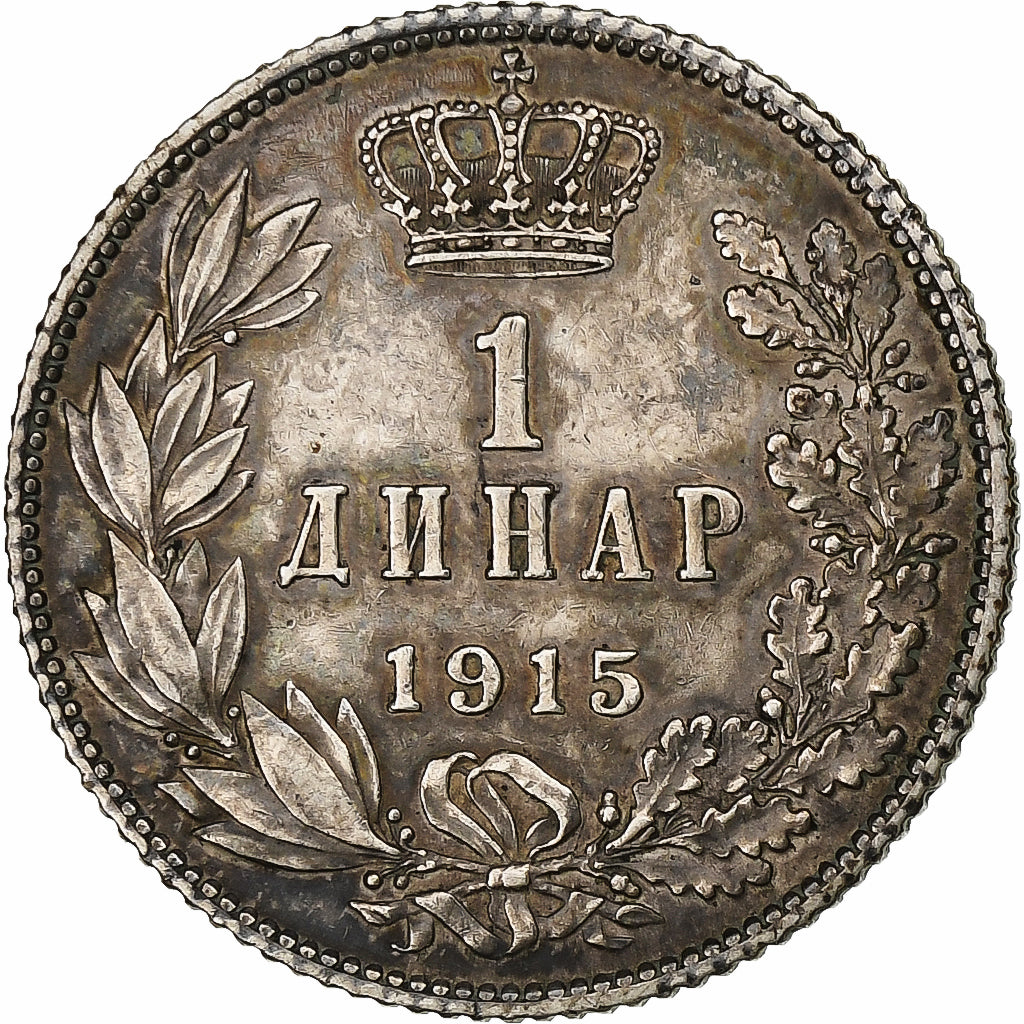Serbia, Peter I, Dinar, 1915, Silver, AU(50-53), KM:25.1