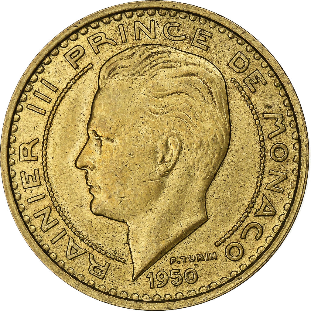 Mónaco, Rainier III, 50 Francs, Cinquante, 1950, Paris, Alumínio-Bronze