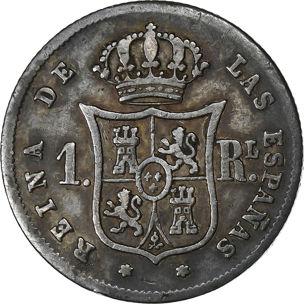España, Isabel II, Real, 1859, Plata, MBC, KM:606.1