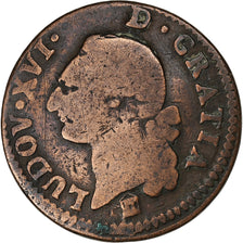 Francja, Louis XVI, Sol, Sol ou sou, 1784, Bordeaux, Miedź, F(12-15)