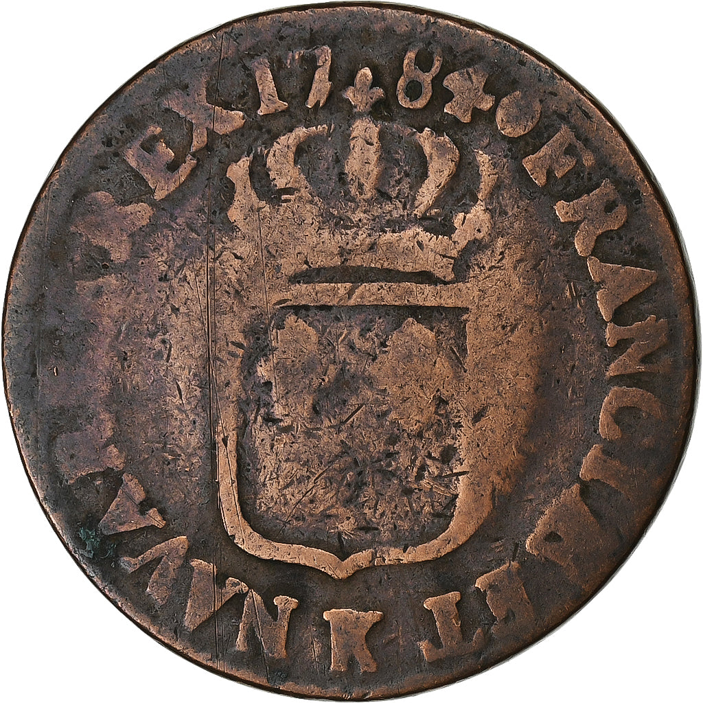 Francja, Louis XVI, Sol, Sol ou sou, 1784, Bordeaux, Miedź, F(12-15)