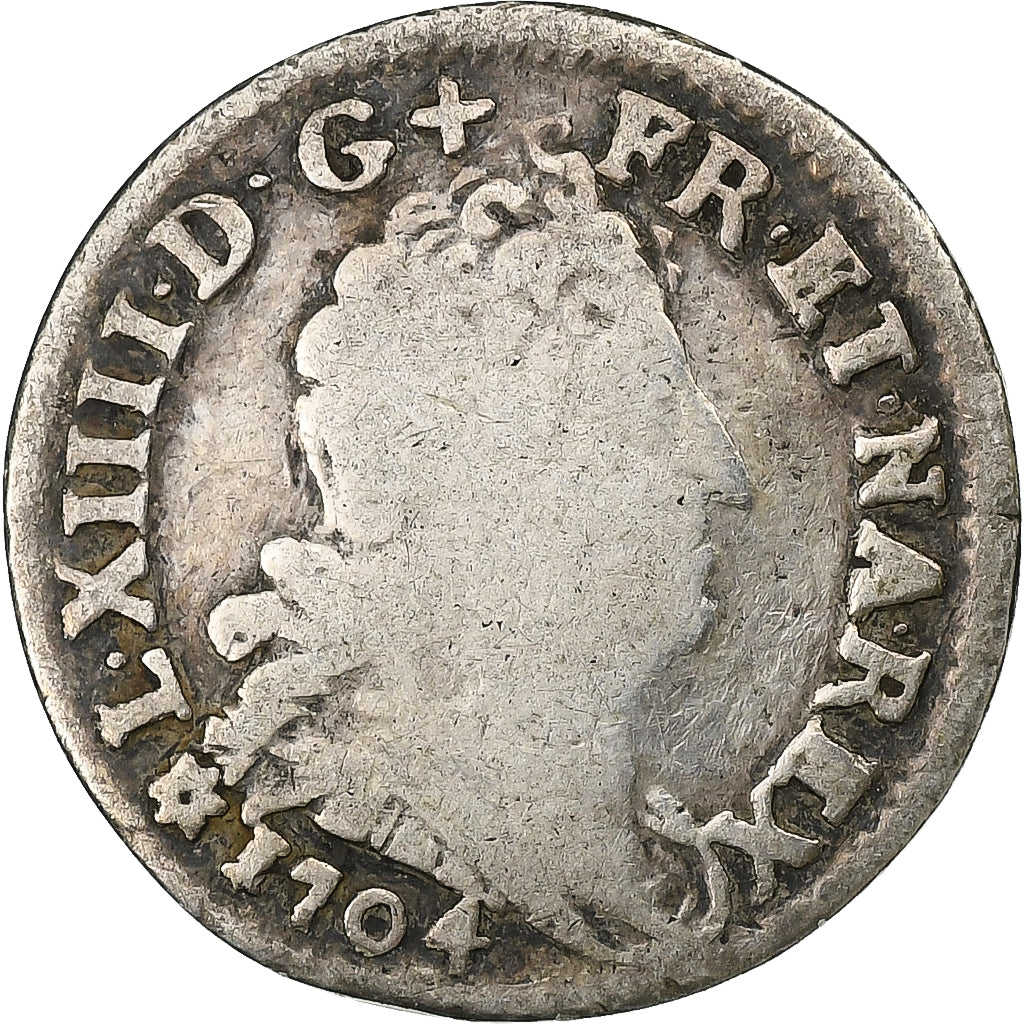 França, Louis XIV, 5 Sols, 1/16 ECU, 5 Sols aux insignes, 1704, Strasbourg
