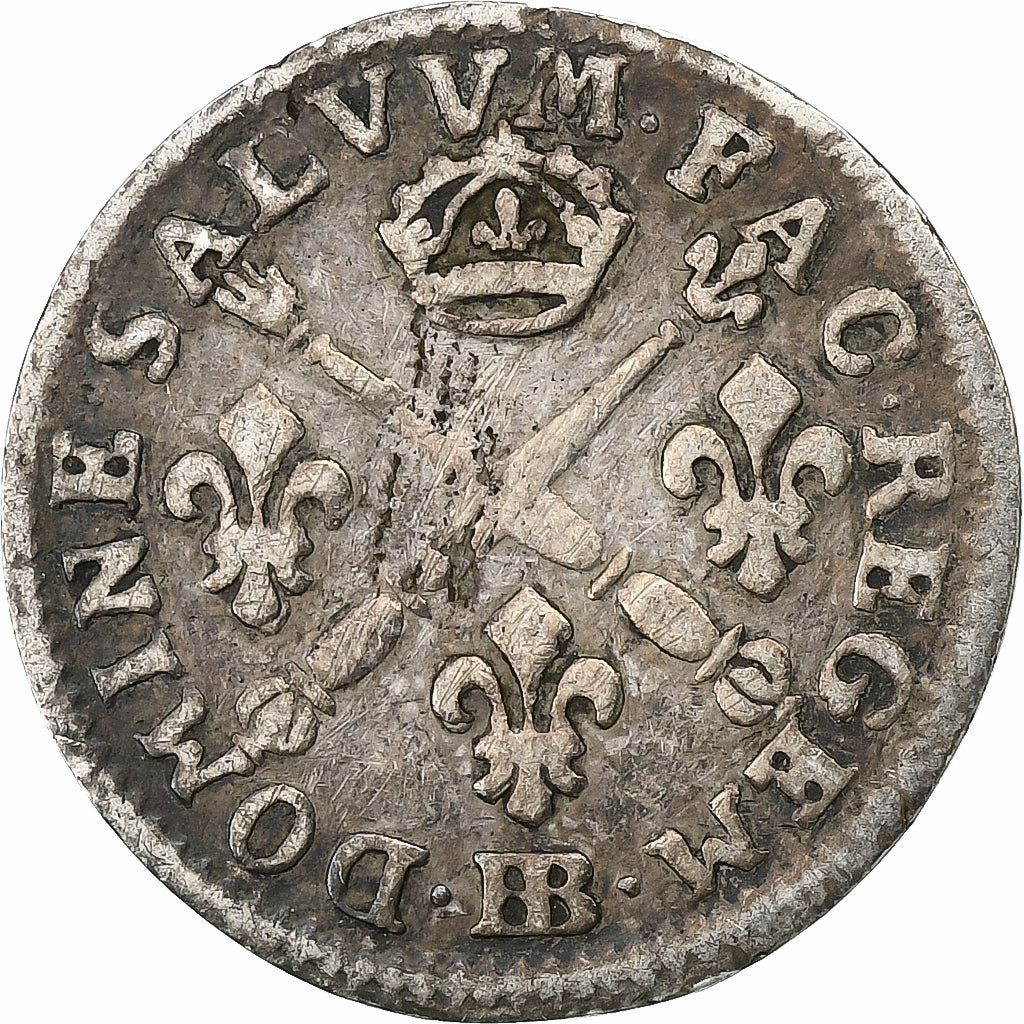 França, Louis XIV, 5 Sols, 1/16 ECU, 5 Sols aux insignes, 1704, Strasbourg