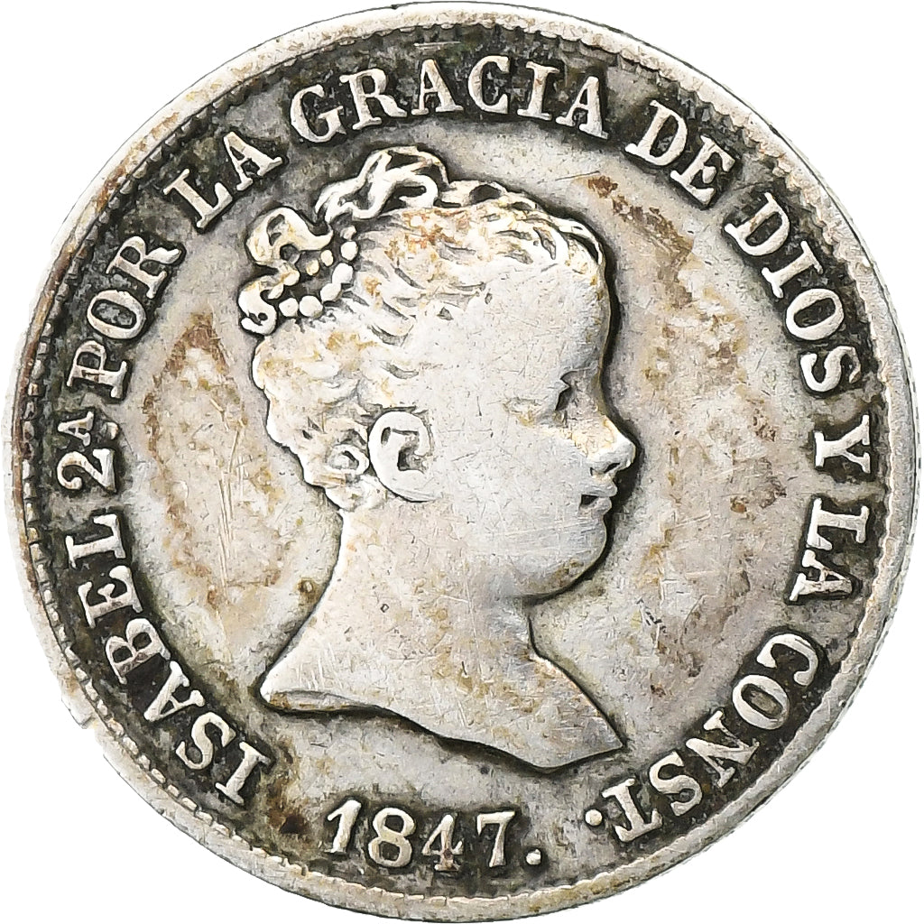 Espanha, Isabel II, Real, Croat, 1847, Madrid, Prata, VF(30-35), KM:518.1