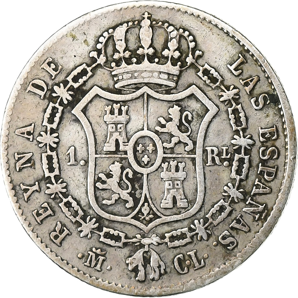 Espanha, Isabel II, Real, Croat, 1847, Madrid, Prata, VF(30-35), KM:518.1