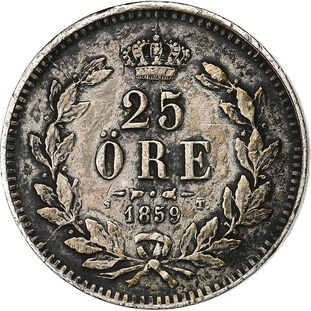 Sweden, Oscar I, 25 Öre, 1859, Silver, VF(30-35), KM:684