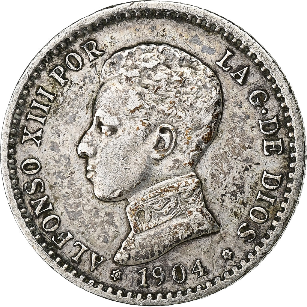 Hiszpania, Alfonso XIII, 50 Centimos, 1904, Madrid, Srebro, EF(40-45), KM:705