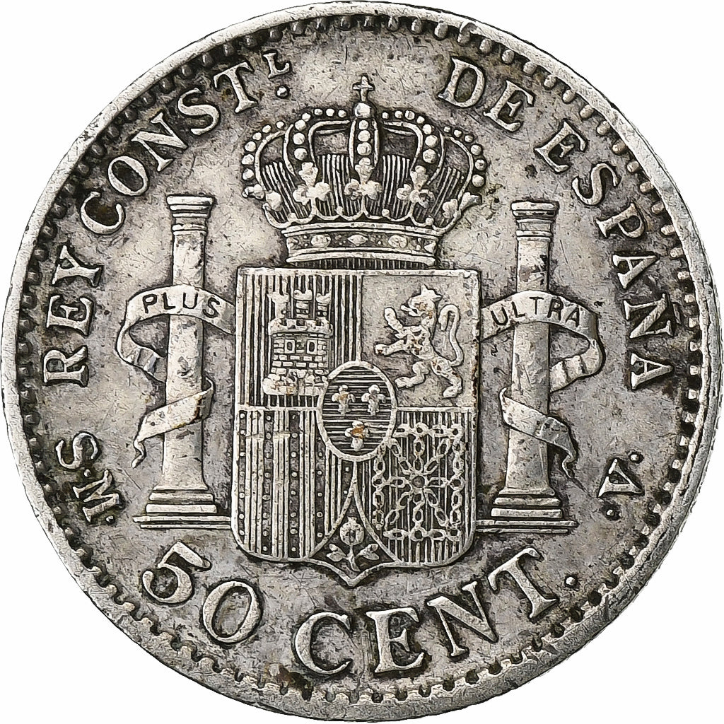 Hiszpania, Alfonso XIII, 50 Centimos, 1904, Madrid, Srebro, EF(40-45), KM:705