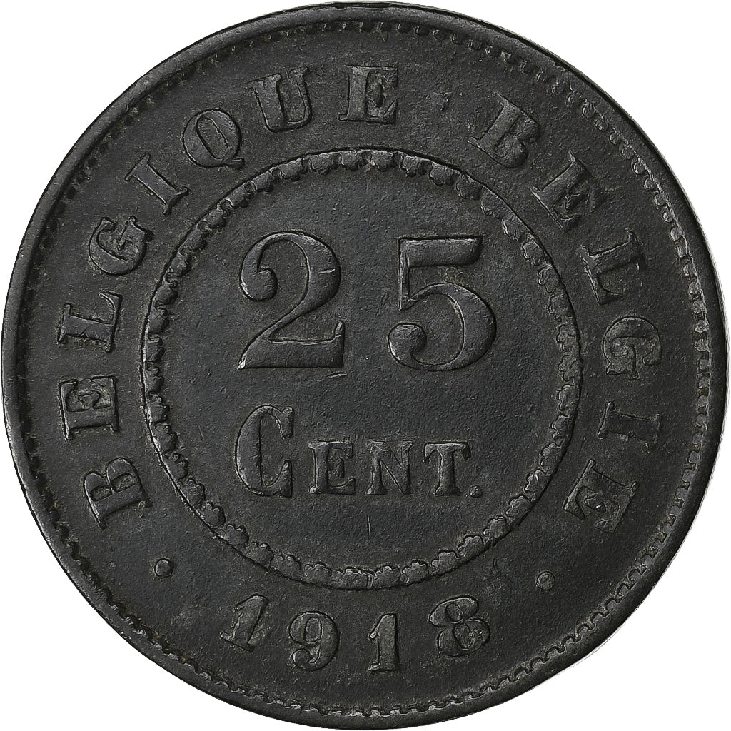 Belgio, Albert I, 25 Centimes, 1918, Zinco, BB+, KM:82