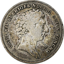 Sweden, Carl XIV Johan, 1/8 Riksdaler, 1833, Silver, VF(20-25), KM:626