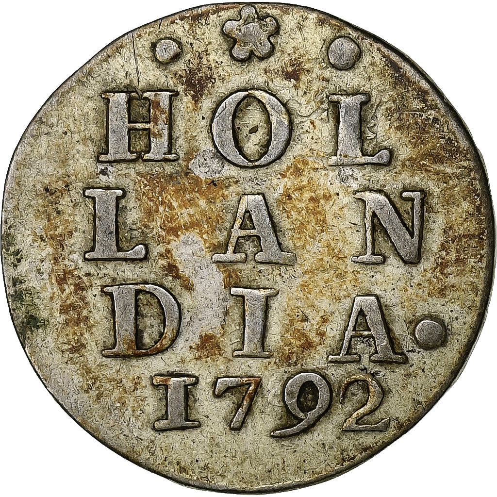 Nederland, HOLLAND, 2 Stuivers, Double Wapenstuiver, 1792, Zilver, ZF, KM:48