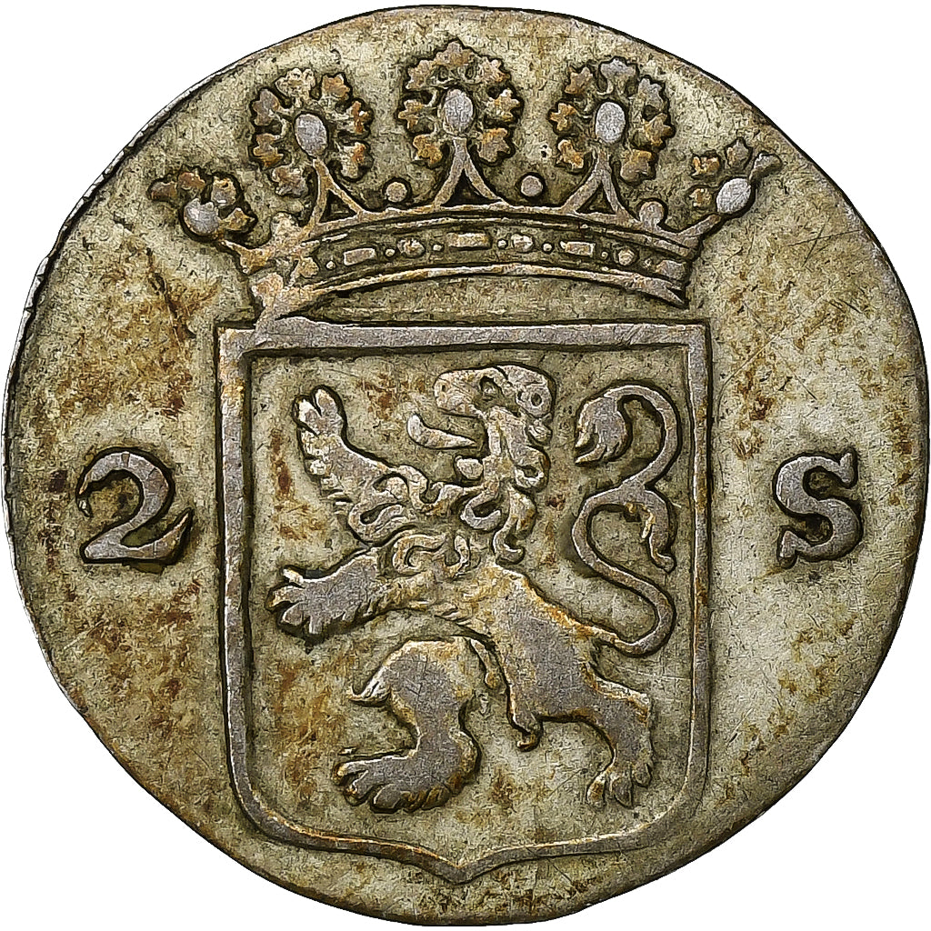 Nederland, HOLLAND, 2 Stuivers, Double Wapenstuiver, 1792, Zilver, ZF, KM:48