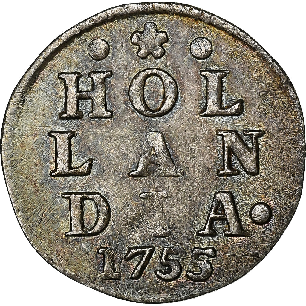 Holandia, HOLLAND, 2 Stuivers, Double Wapenstuiver, 1755, Srebro, AU(50-53)