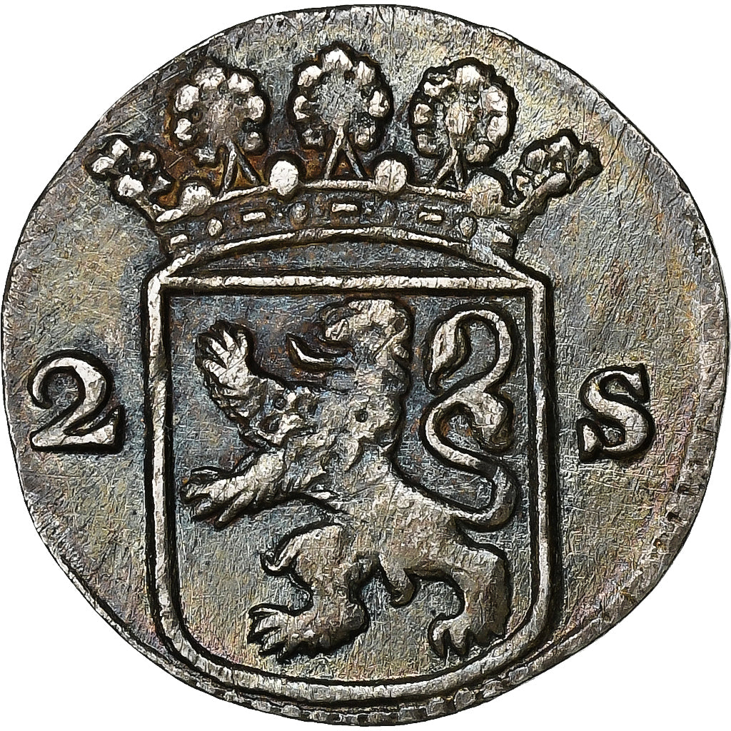 Holandia, HOLLAND, 2 Stuivers, Double Wapenstuiver, 1755, Srebro, AU(50-53)