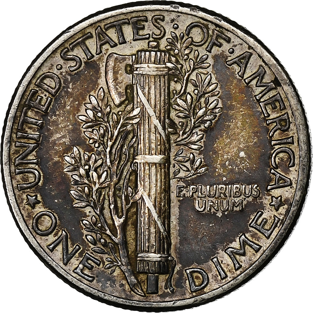 États-Unis, Dime, Mercury Dime, 1944, Philadelphie, Argent, TTB+, KM:140