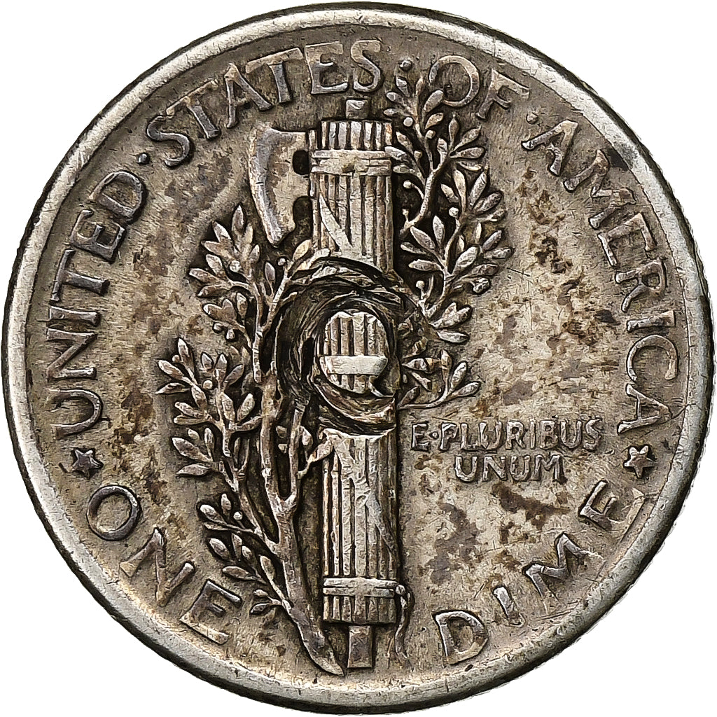 États-Unis, Dime, Mercury Dime, 1917, Philadelphie, Argent, TTB, KM:140