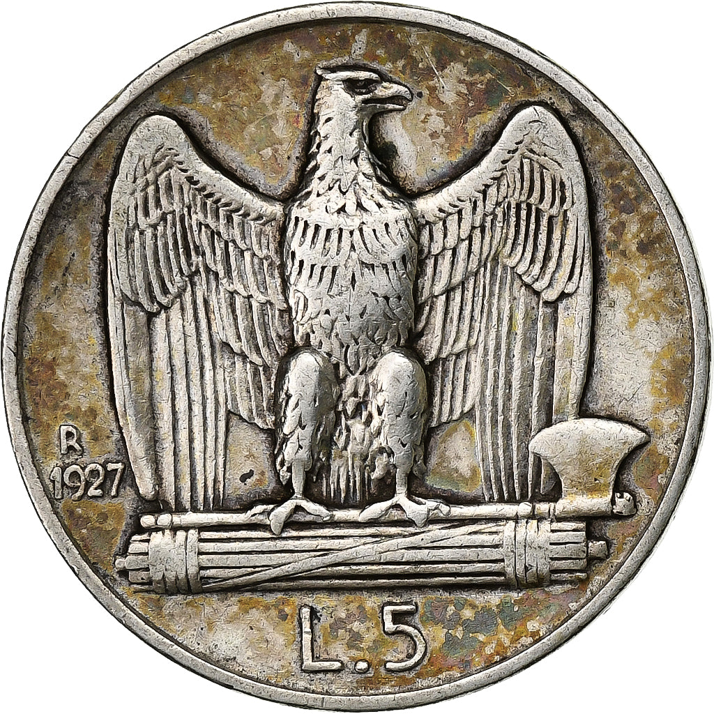 Italy, Vittorio Emanuele III, 5 Lire, 1927, Rome, Silver, EF(40-45), KM:67.1