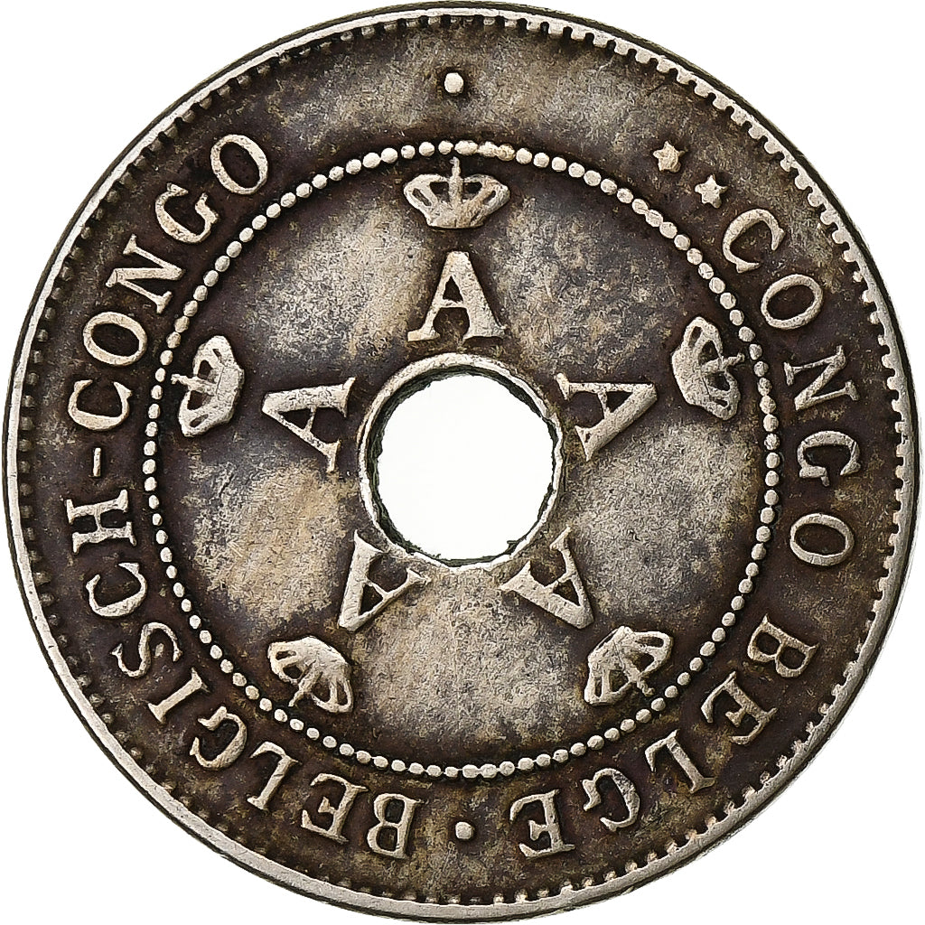Belgian Congo, 10 Centimes, 1911, Heaton, Copper-nickel, VF(30-35), KM:18
