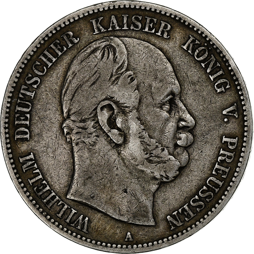German States, PRUSSIA, Wilhelm I, 5 Mark, 1876, Berlin, Silver, VF(30-35)