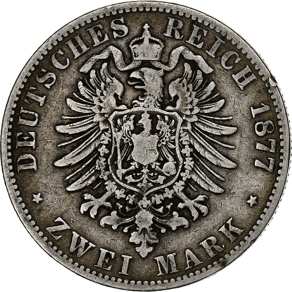 German States, PRUSSIA, Wilhelm I, 2 Mark, 1877, Hannover, Silver, VF(30-35)
