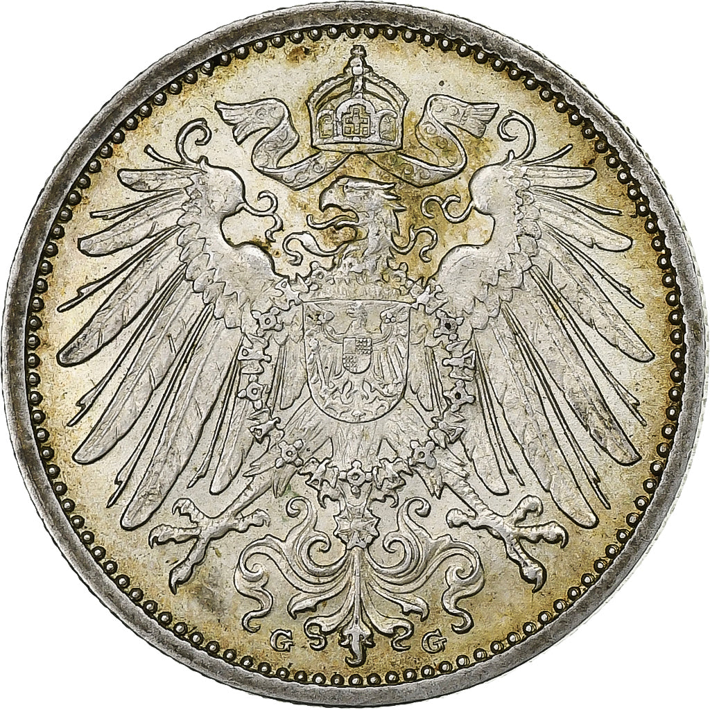 GERMANY - EMPIRE, Wilhelm II, Mark, 1914, Karlsruhe, Silver, AU(50-53), KM:14