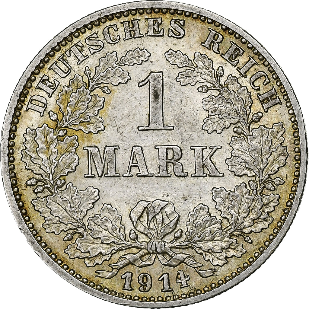 GERMANY - EMPIRE, Wilhelm II, Mark, 1914, Karlsruhe, Silver, AU(50-53), KM:14